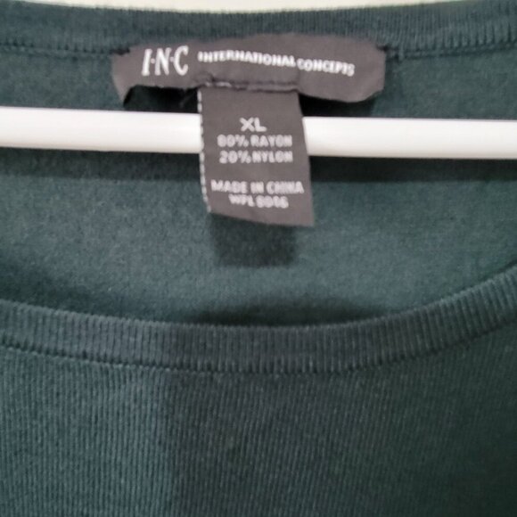 INC International Concepts Sweater XL NWT Hunter Forest Green Flutter Sleeves - Picture 5 of 5